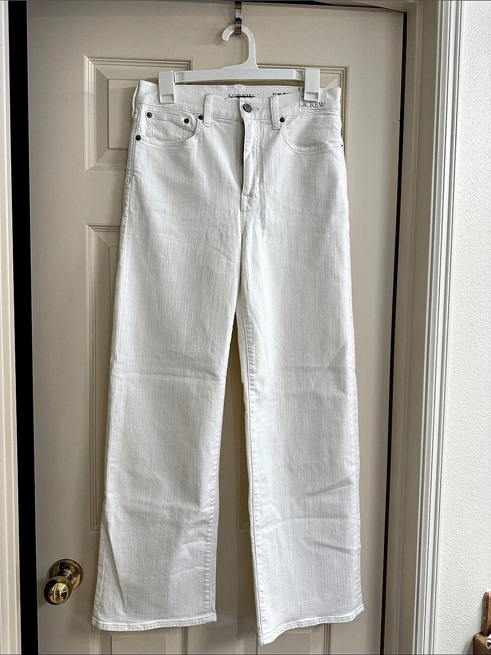 J.Crew Slim-Wide High Rise Super-Stretch Jean White Waist 28